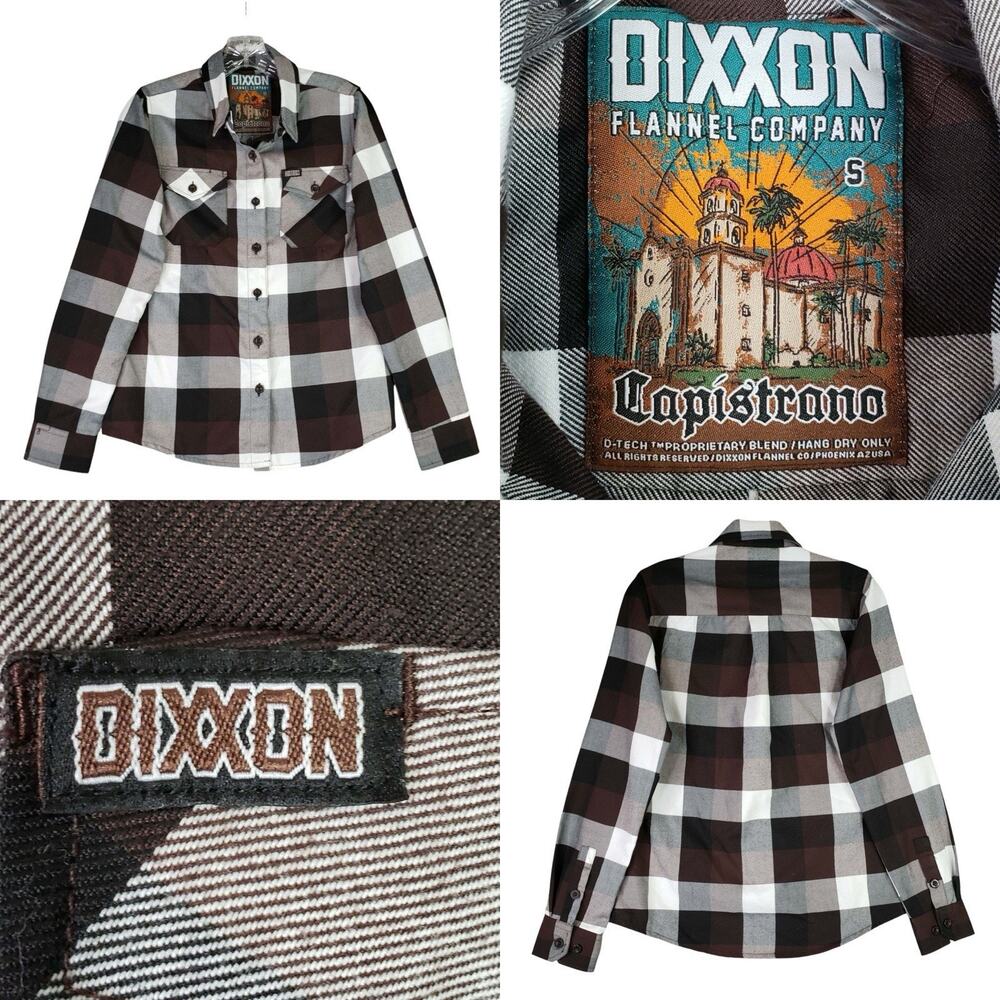 Dixon Flannel Shirt Womens Size Small Brown Black Plaid LS Rodeo Harley
